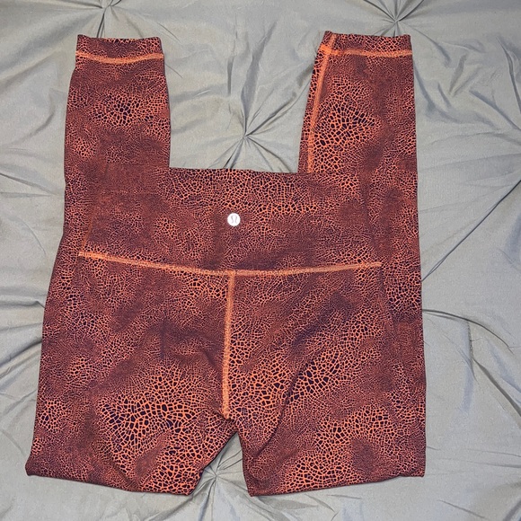 Lululemon Athletica Orange Blue Patterned High Rise Leggings - Picture 3 of 9